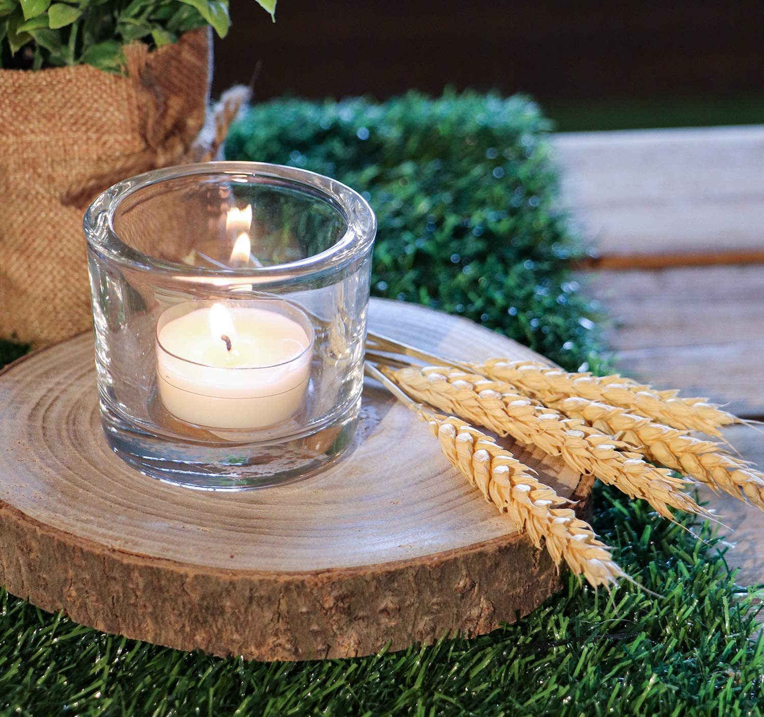 8 x Holzscheibe Baumscheiben-Set, Deko Hochzeit, 24 cm Tisch-Deko Lifestyle