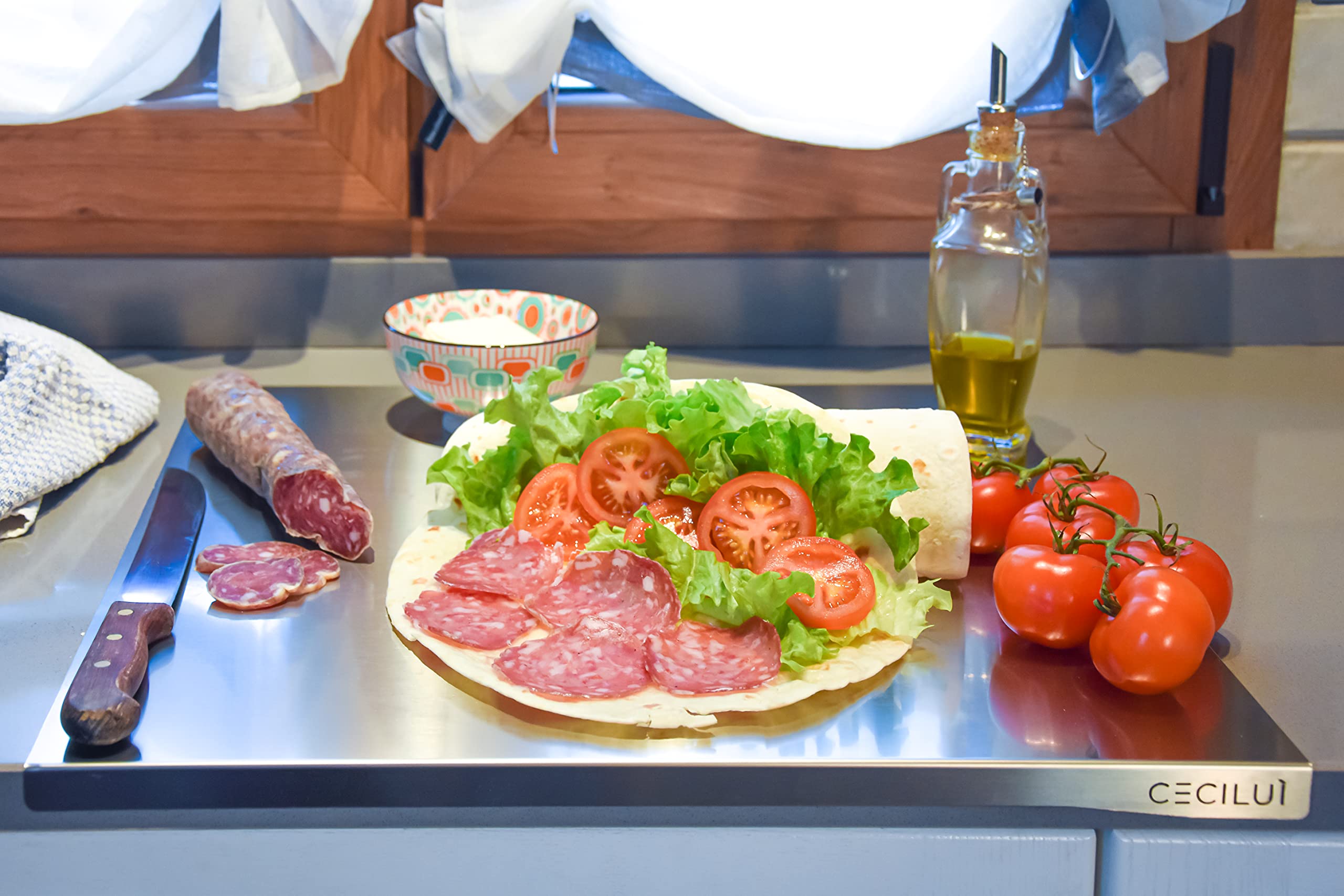 Spianatoia In Acciaio Inox CECILUÌ - Tagliere Professionale, Dimensioni Varie, Con Tappetino Antiscivolo E Sacca