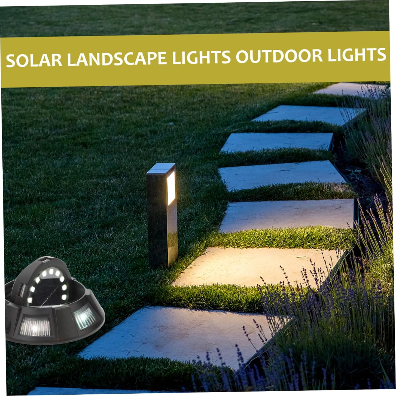 4Pcs Outdoor Solar Ground Lights Rotatable Side Glow Landscape Pathway Lawn Lights for Garden Patio Decor Weatherproof