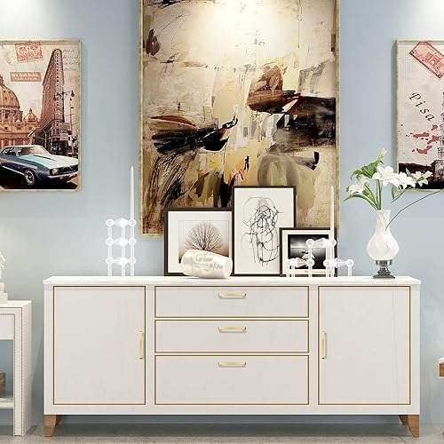 Miniatura 7 de Paquete de 10 tiradores dorados de latón cepillado de 3-34 pulgadas para gabinetes, tiradores dorados para cajones, manijas de gabinete doradas,