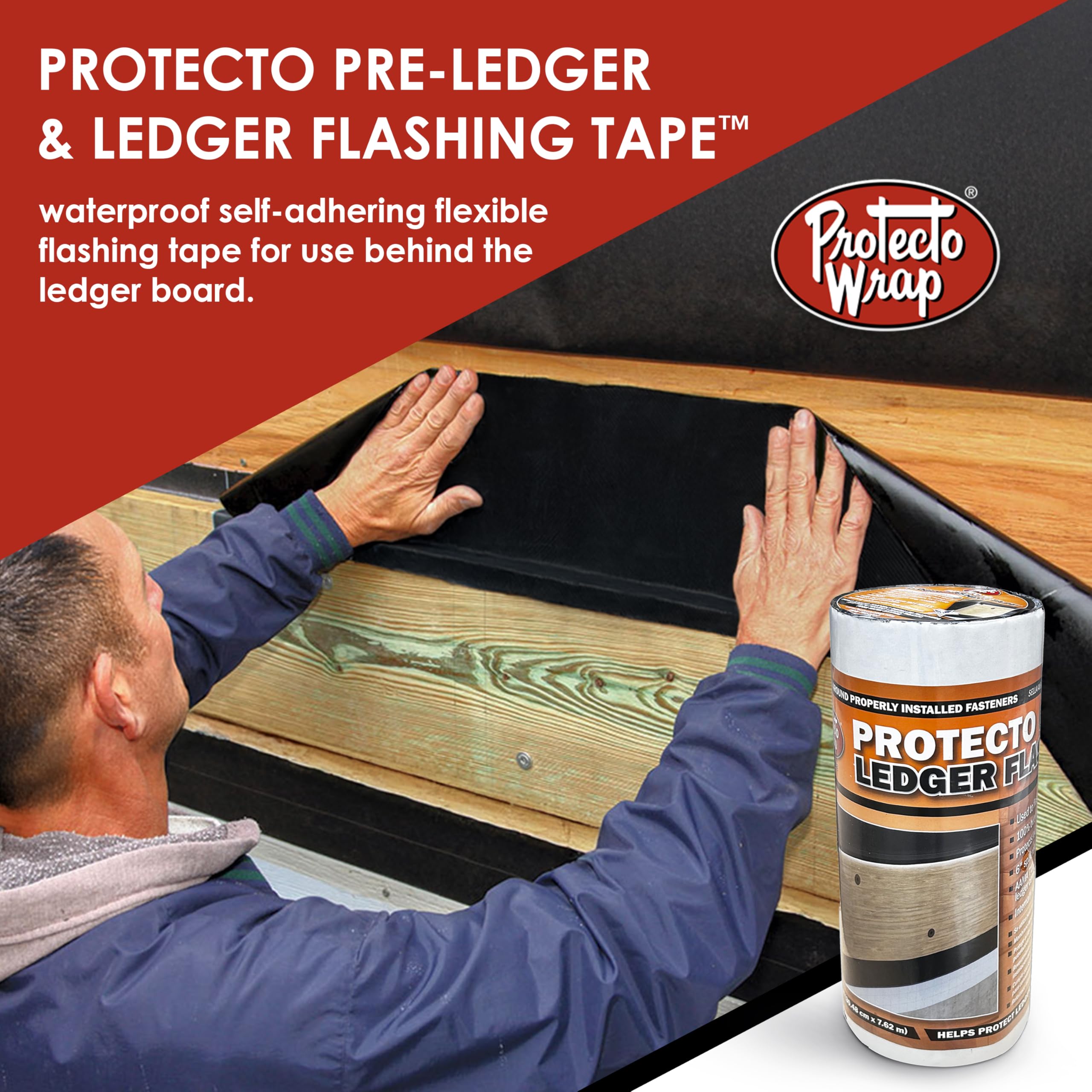 Protecto Wrap Ledger Cinta intermitente – Membrana impermeable adhesiva de butilo y barrera de humedad para protección de tableros de contabilidad – Autosellado resistente a la intemperie intermitente