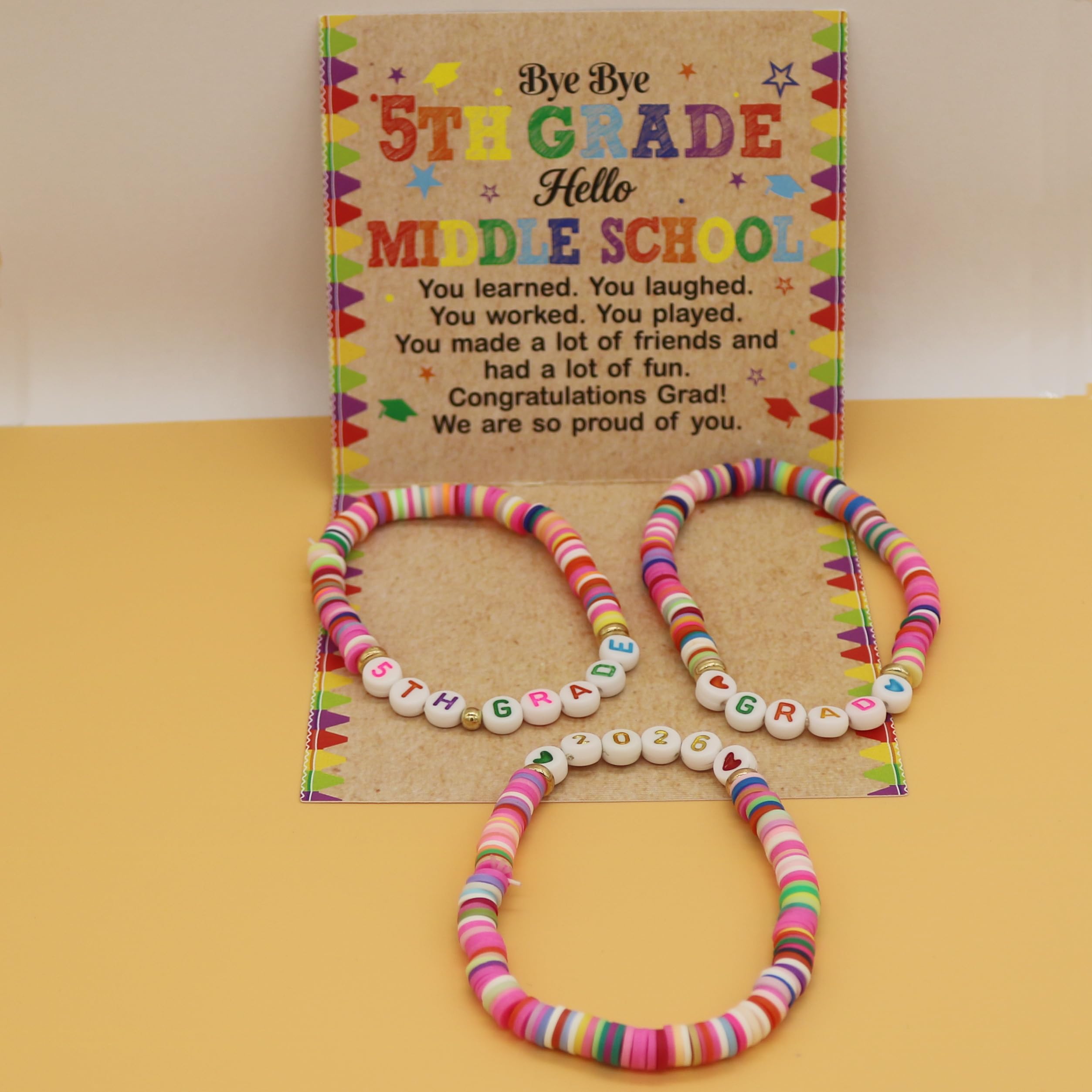 5TH Grade Graduation Bracelet Gifts for Girls Her, 5TH Grade Graduation Decorations 2026, Last Day of 5th Grade Elementary School Graduation Gifts, Bye Bye 5th Grade End of School Year Gift