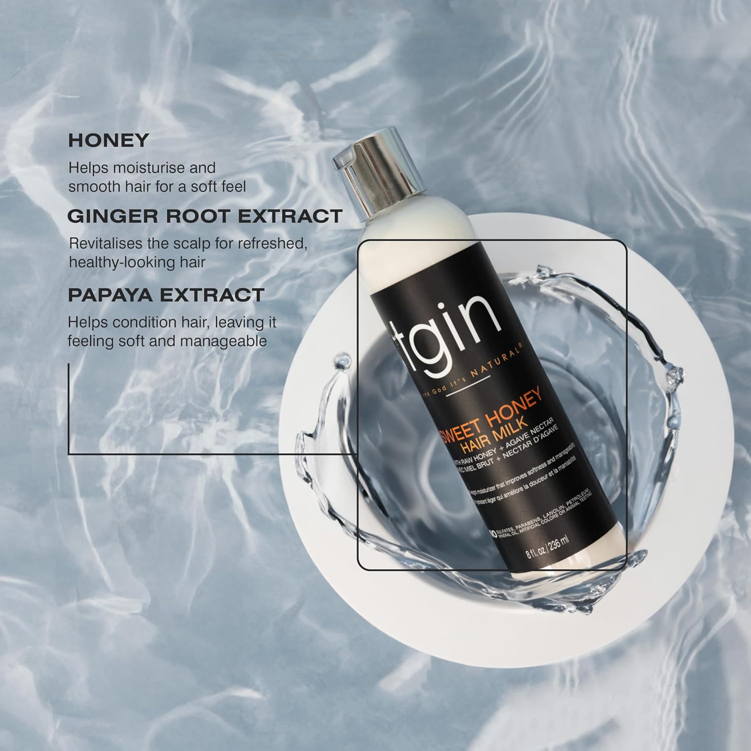 tgin Sweet Honey Hair Milk - Hydrates, Defines Curls & Minimizes Breakage | "Lightweight Hair Moisturizer for Curly & Wavy Hair – Curl Moisturizer for Dry, Kinky & Textured Curls – 8 Fl Oz "
