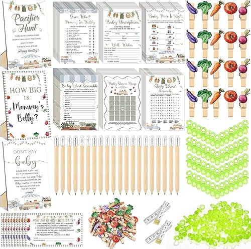 Miniatura 15 de Sherr 476 juegos florales de baby shower, 6 juegos de actividades, tarjeta floral, juego de caza de chupetes, 50 chupetes, qué tan grande es mamá,