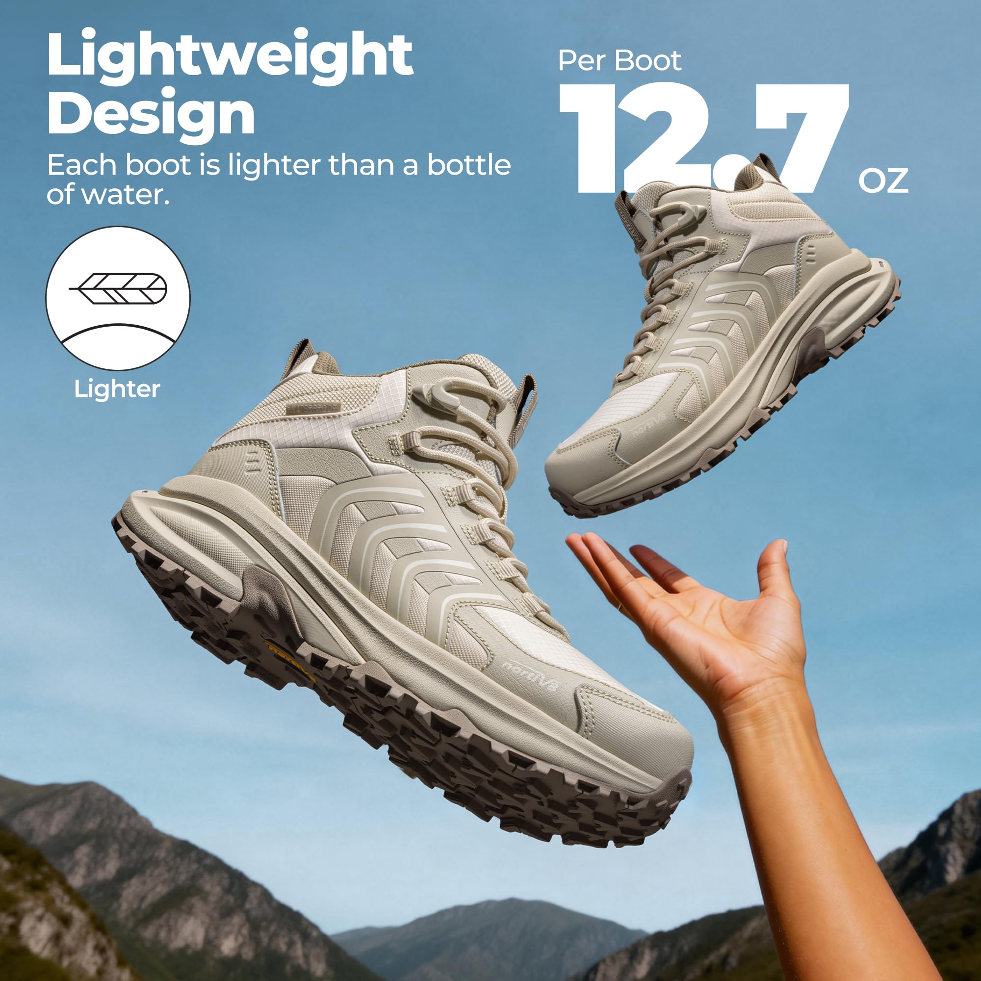 NORTIV 8 Damskie wodoodporne buty trekkingowe | Technologia Rebound 4-IN-1 z podwójną gęstością podeszwy EVA i super krytyczną wkładką z pianki dla natychmiastowego komfortu