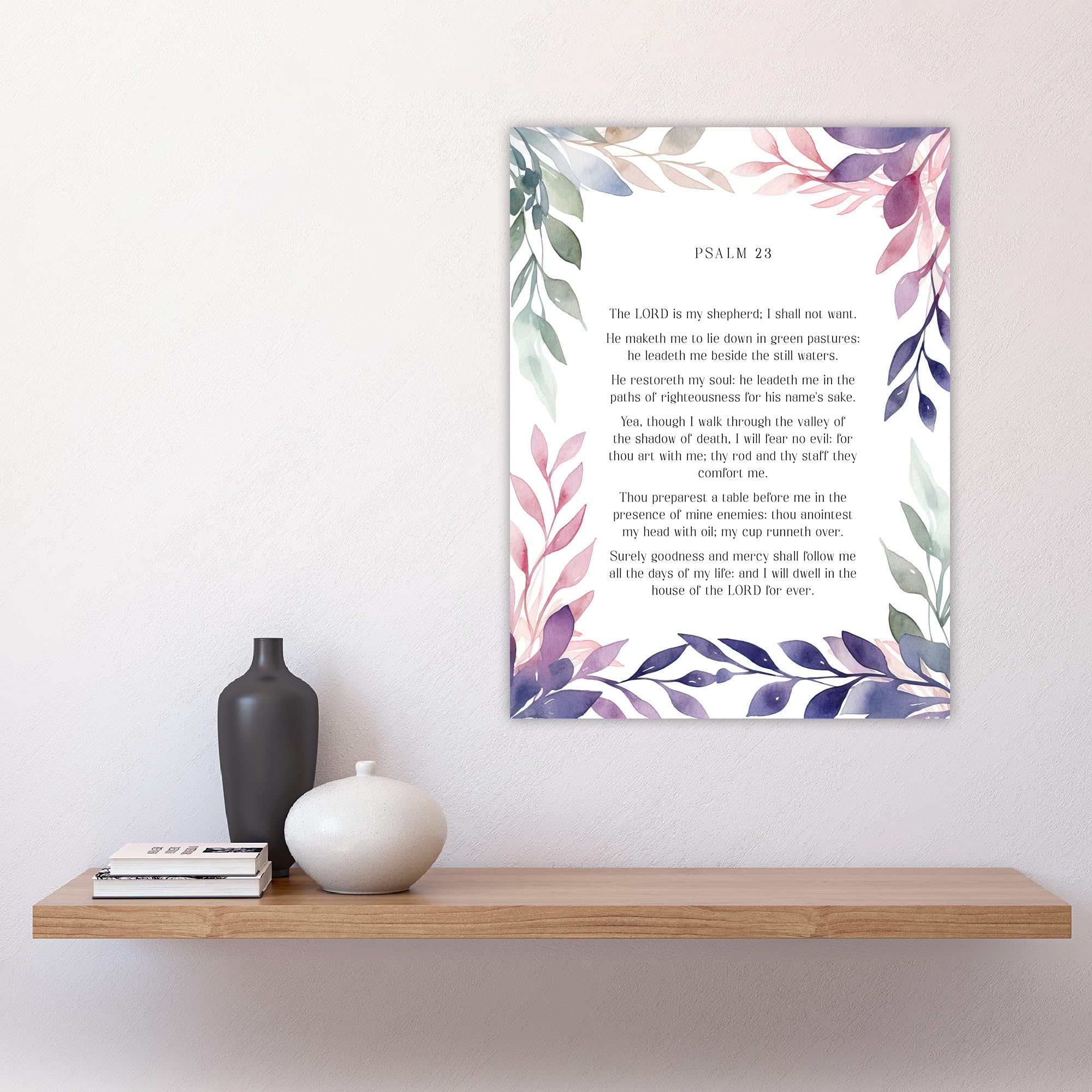 Artery8 Psalm 23 The LORD is My Shepherd Old Testament Jesus Christ Christian Bible Faith God Quote Revelations Flowers Artwork Large Wall Art Poster Print Thick Paper 18X24 Inch - Image 4