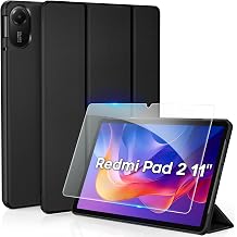 CACOE Case for Xiaomi Redmi Pad 2 11 Inch with Screen Protector - Ultra Thin with Stand Function Slim PU Leather Smart Protective Case Black