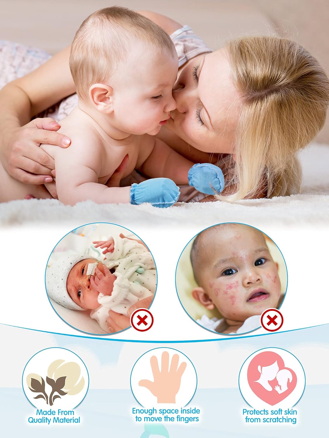 12 Pairs Newborn Baby Gloves Infant Gloves Cotton Unisex Toddler No Scratch Mittens for 0-6 Months Baby Boys and Girls (Vivid Style): Clothing