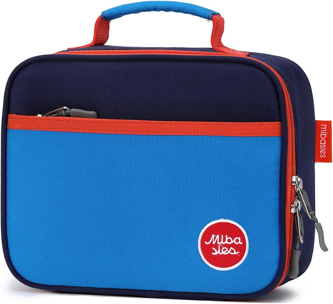 mibasies Kids Lunch Bag for Boys Toddler Insulated Lunch Box for School Travel, Dark Bule