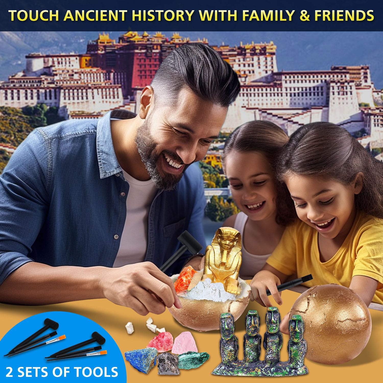 PIBEX Ancient Wonders Dig Kit, Dig up 6 Mystery Historical Landmarks & 6 Treasure Stones - Image 3