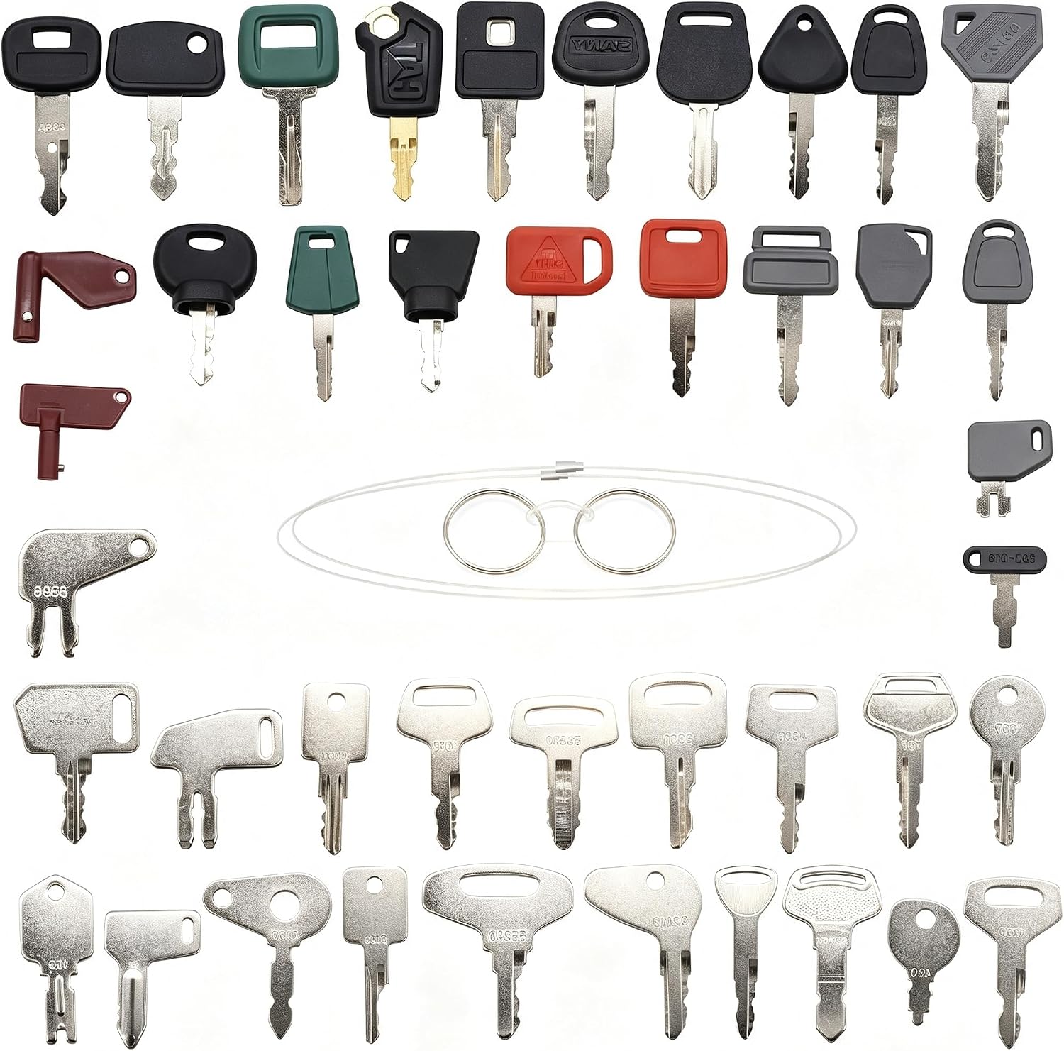 HiSport 42PCS Heavy Equipment Keys Master Set Compatible with CAT | Construction Machine Ignition Key Set for Bobcat John Deere Case JLG JCB Volvo Kubota Takeuchi Yanmar Toyota Hitachi