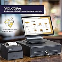 Vista 6 de Volcora Cajón electrónico de caja registradora de 13 pulgadas para sistema de punto de venta (POS) con bandeja de efectivo de 4 billetes y 5 Negro