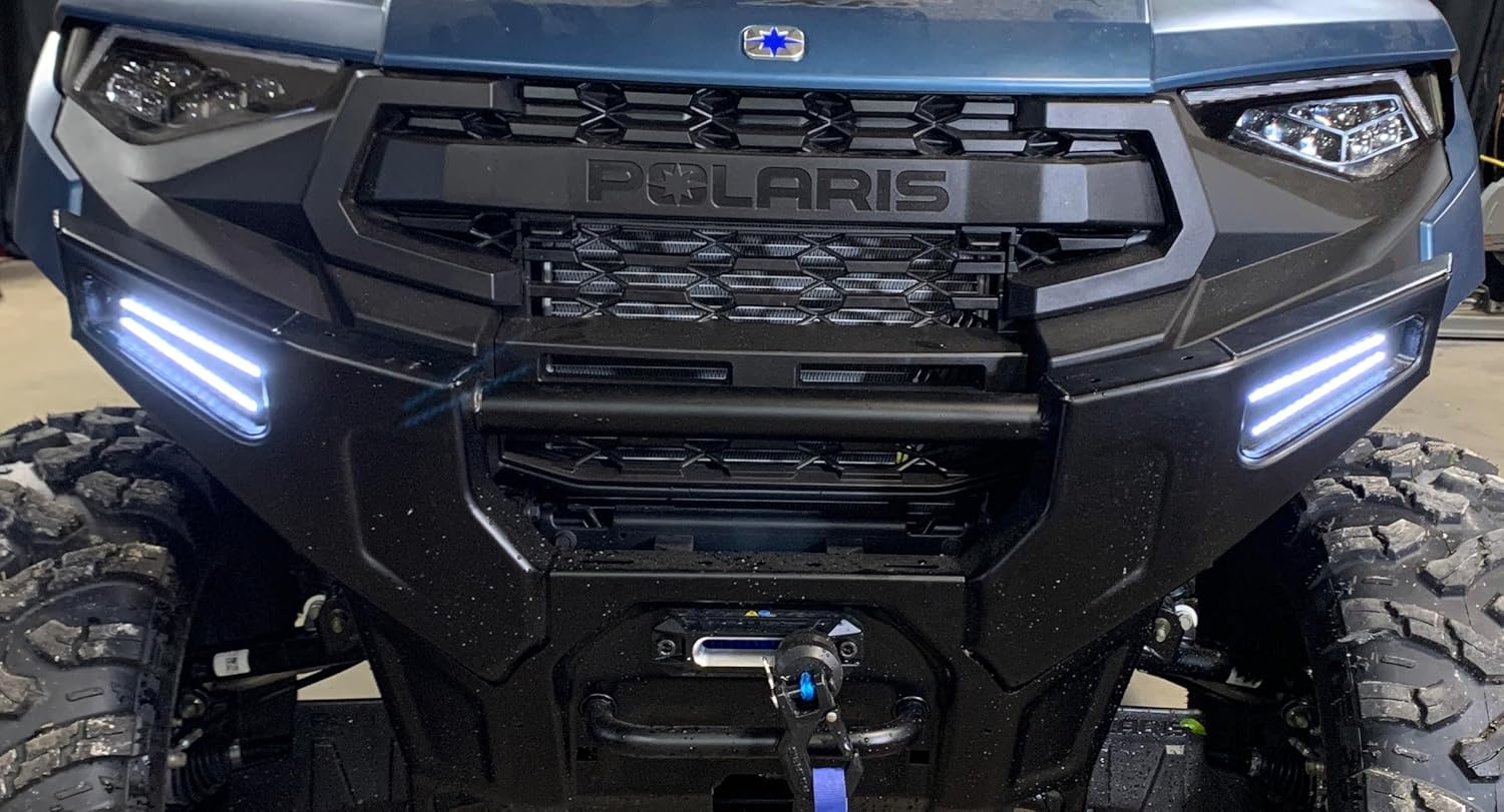 Turn Signal and Horn Kit for 2025+ Polaris Ranger 1000 XP – Plug and Play Wiring Harness with Recessed Switchback Front Bumper DRL and Turn Signal Lights (Lever Switch, With Horn)