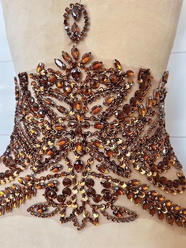 Miniatura 30 de Parches de costura de encaje con cuentas con piedras y cristales de diamantes de imitación cosidos, manualidades para disfraces de boda, decoración