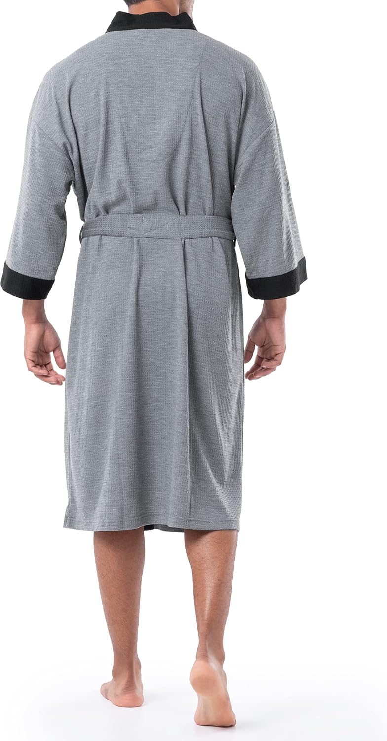 IZOD Men's Waffle Knit Kimono Robe - Image 2