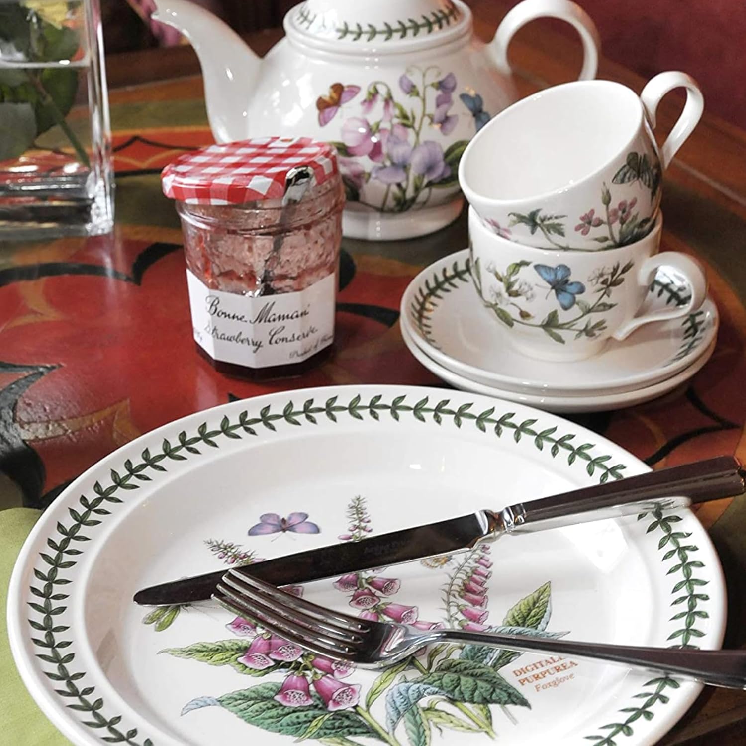Portmeirion Botanic Garden Dinner Plates (Set of 6) - Assorted Floral Motif, Chip Resistant, Fine Earthenware, Microwave, Dishwasher, Freezer & Oven Safe - Perfect for Everyday Use & Special Occasions
