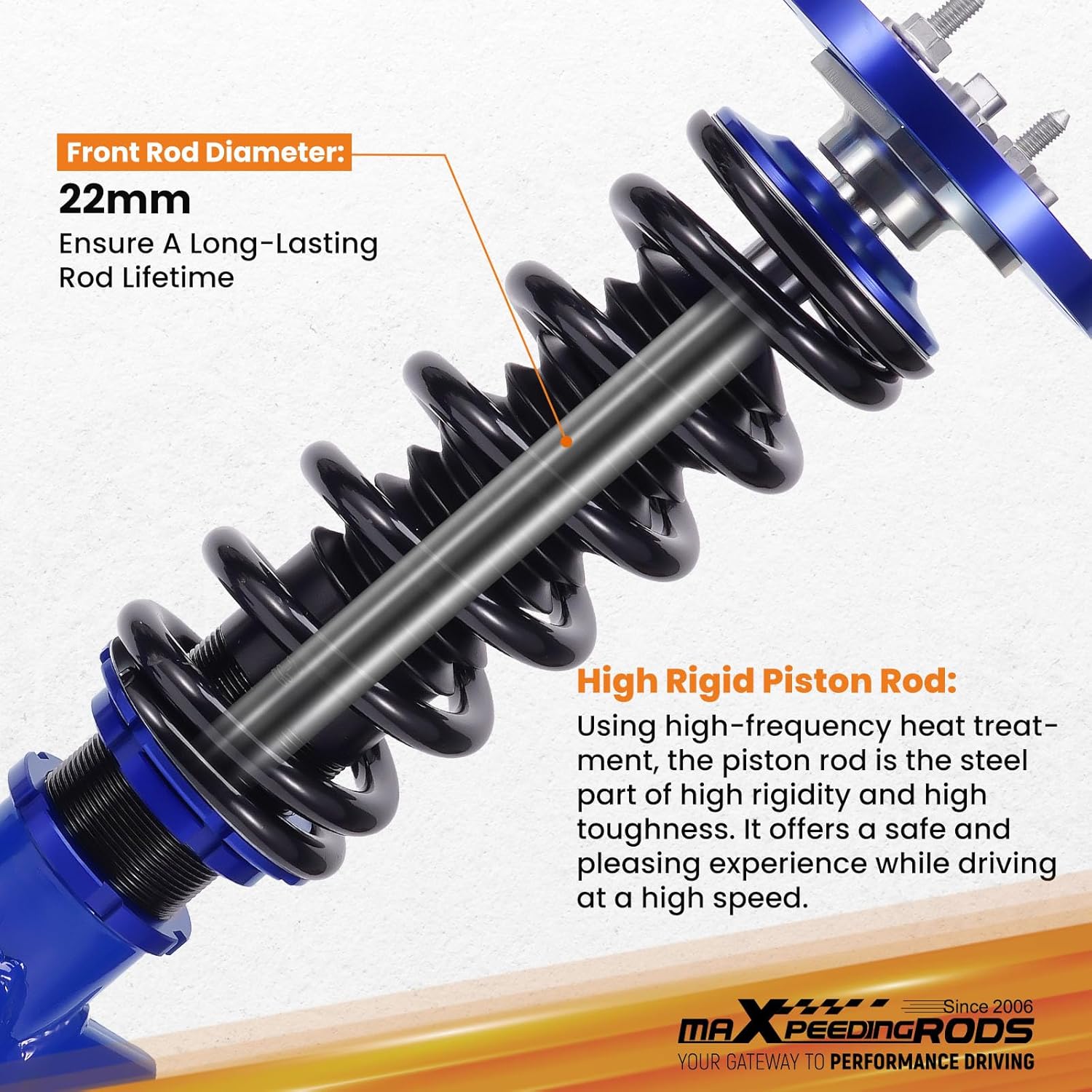 maXpeedingrods Coilovers for Ford Mustang S-197 2005-2014, Height Adjustable Coilovers Suspension Kit, Preset Damping Lowering Kit Blue