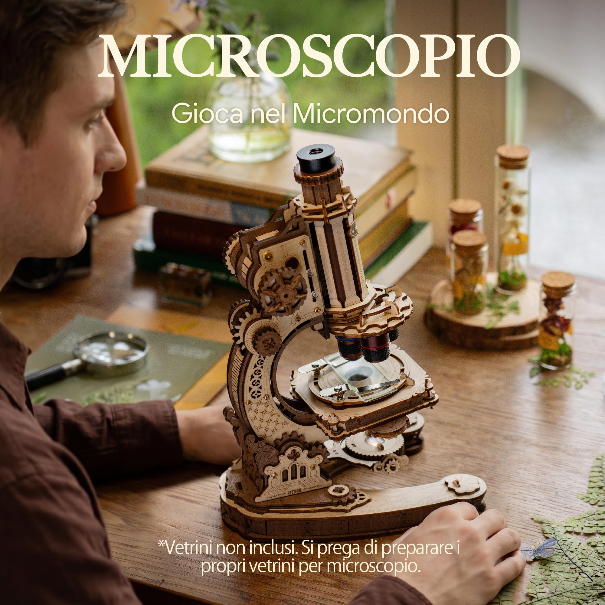 ROKR 400x Microscopio Funzionale 3D Puzzle in Legno per Adulti,ST005