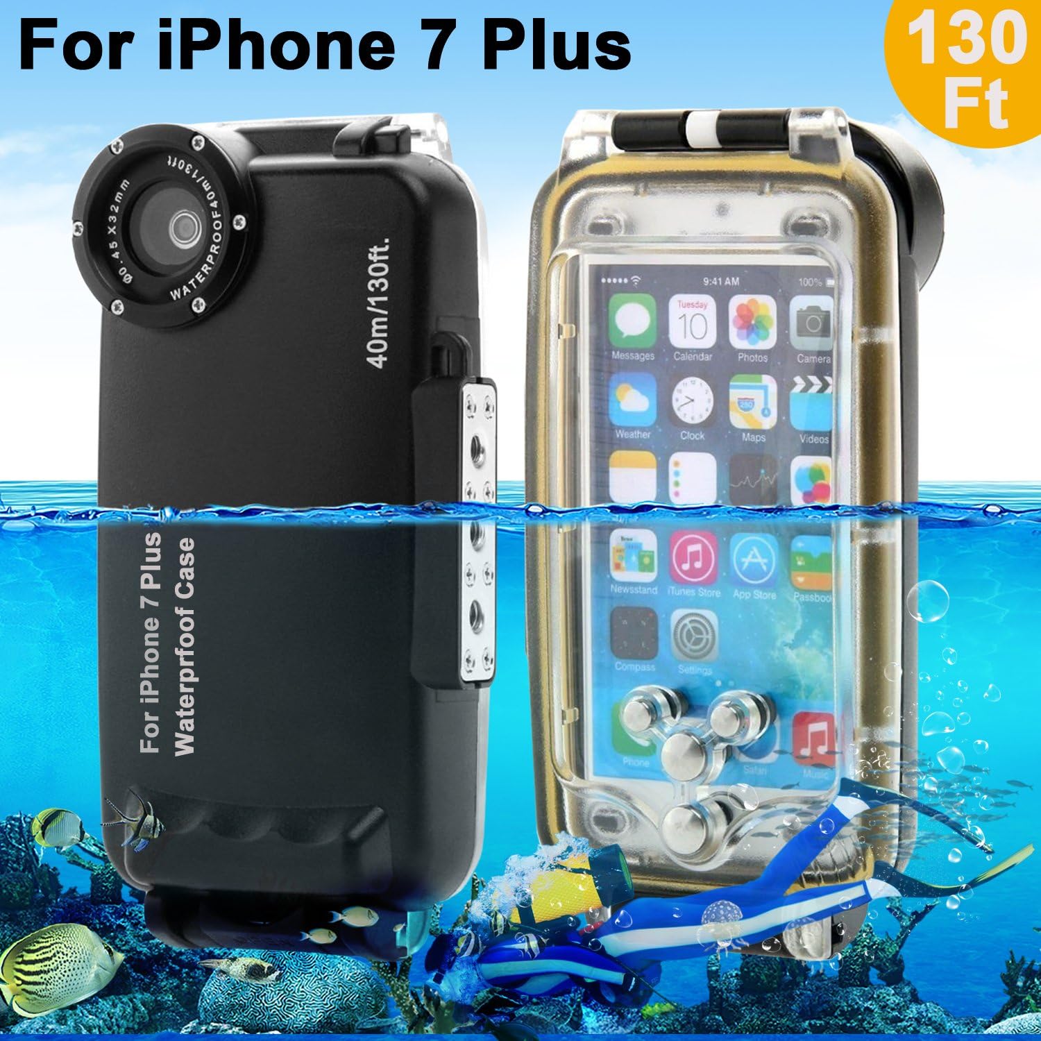 AIGUMI Underwater Waterproof Diving Case for iPhone Photography Phone Case Housing Cover Professional Diving Case 40M/130ft Deep-sea Diving Case by