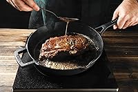 Vista 4 de Babish Sartén de hierro fundido presazonado de 10 pulgadas – Sartén antiadherente duradera para sellar, saltear y usar en el horno