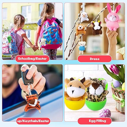 Miniatura 6 de Paquete de 28 huevos de Pascua rellenos con mini animales de peluche para cestas de niños, caza de huevos de Pascua, recuerdo de fiesta de Pascua,