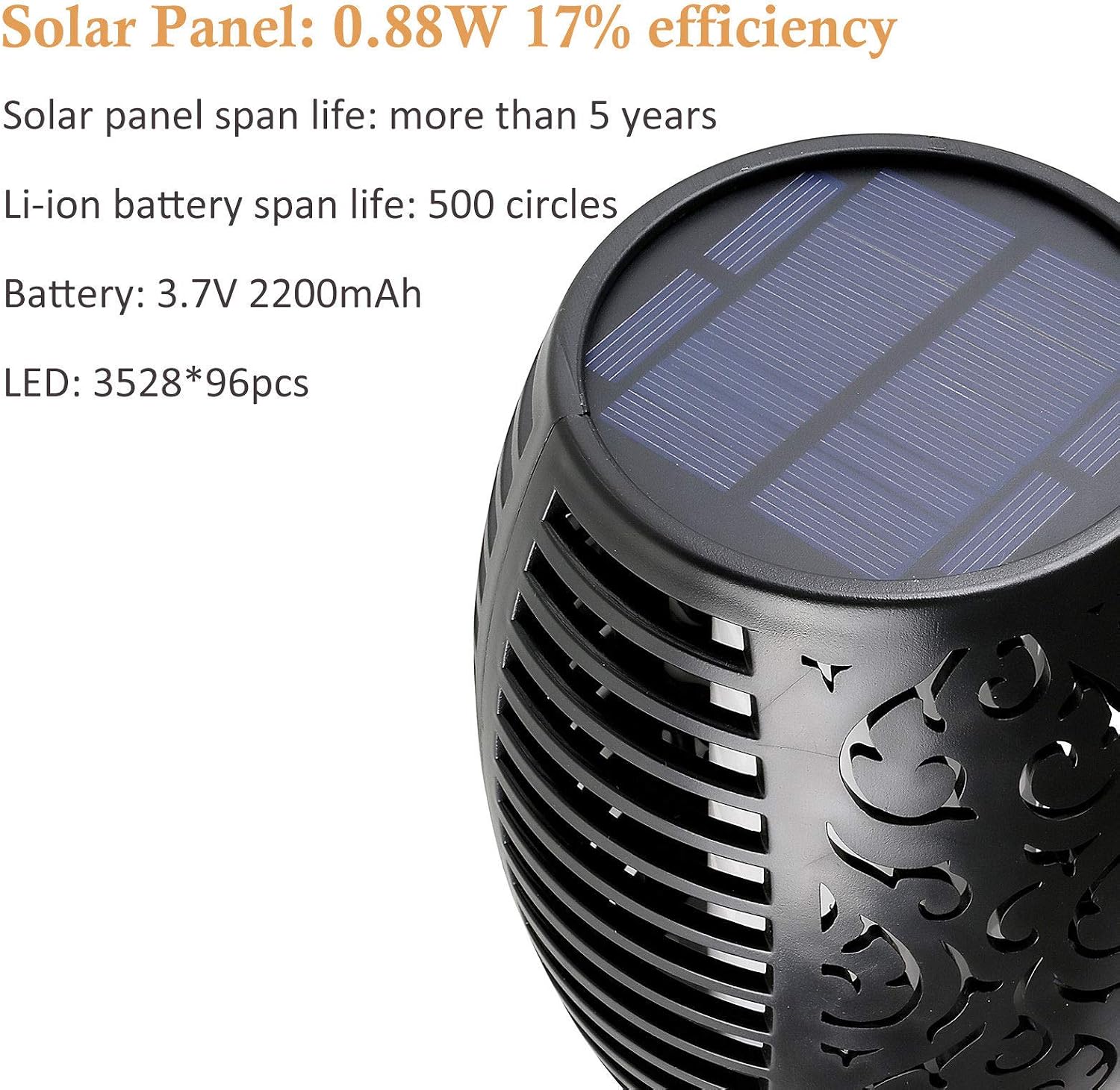 96 LED 3-Lighting Modes Solar Torch Light Dancing Flickering Flame Lamp (8 Pack)