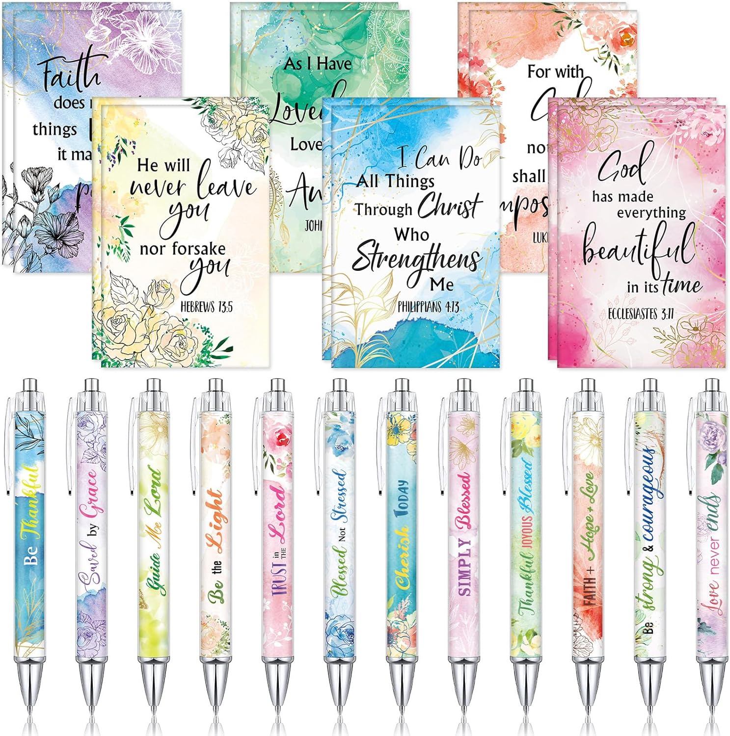 Colarr 24 Pcs Christian Bulk Gifts for Women Bible Verse Pens Bible Notebooks