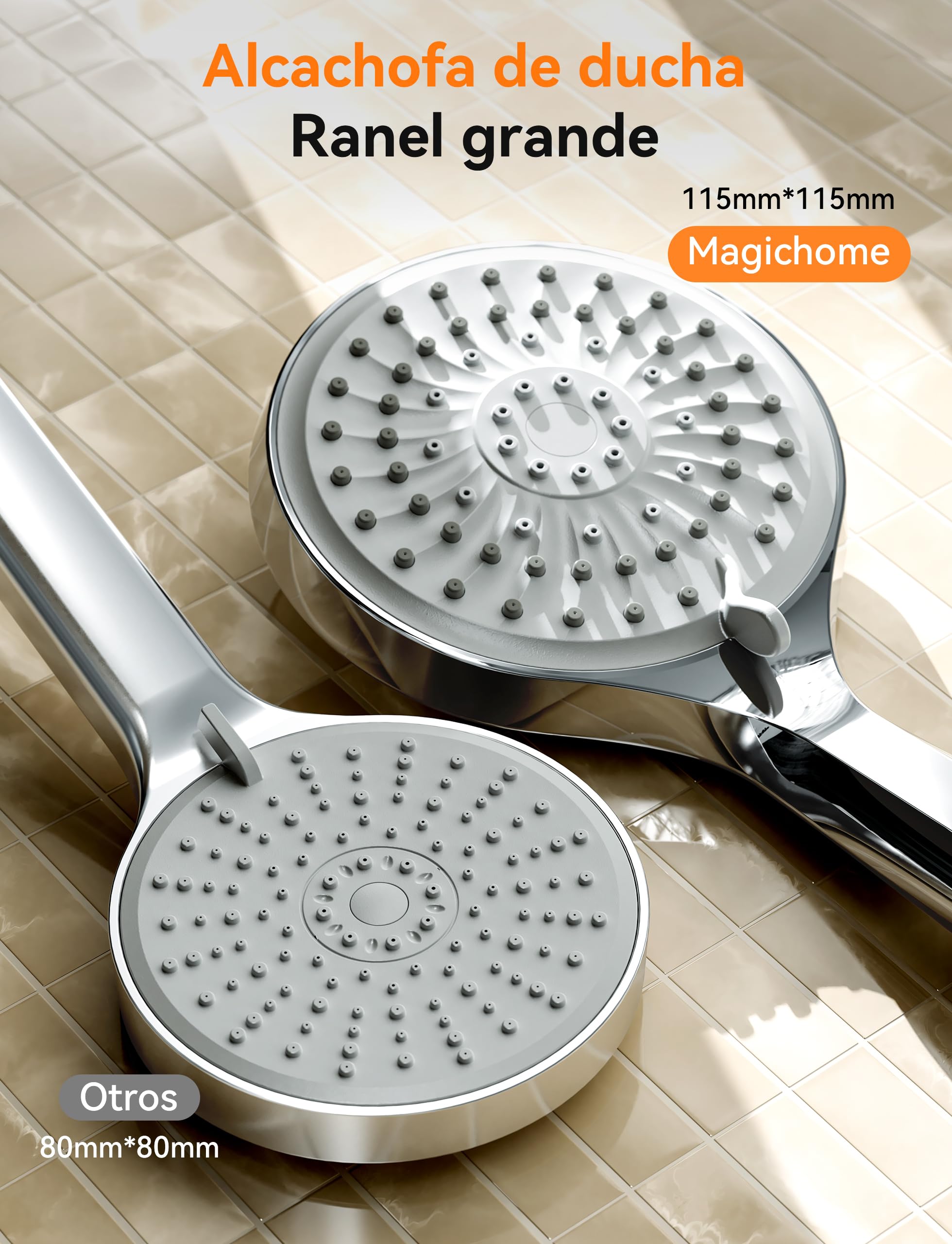 Magichome Alcachofa de Ducha Alta Presion, Antical Alcachofa Ducha Ahorro Agua Cabezal de Ducha Extraíble con 5 Modos, Alcachofa de Ducha de Mano, Alcachofa Ducha Económica Grande — view 5