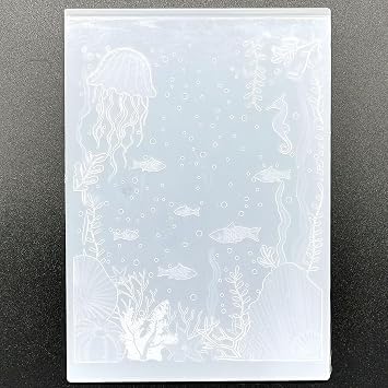 NZJ 3D Texured Sea Fish Jellyfish Plastic Embossing Folders for Card Making Scrapbooking and Other Paper Crafts