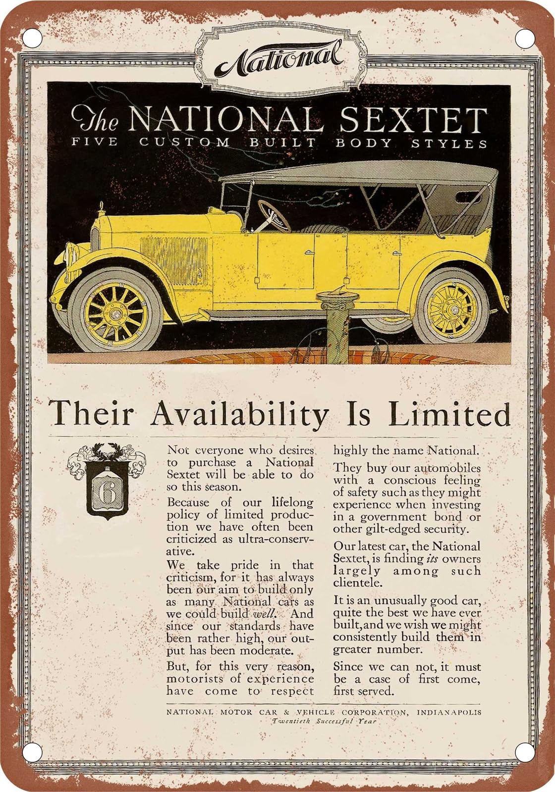 METAL SIGN - 1920 National Vintage Ad 01 - Old Retro Rusty Look home decor