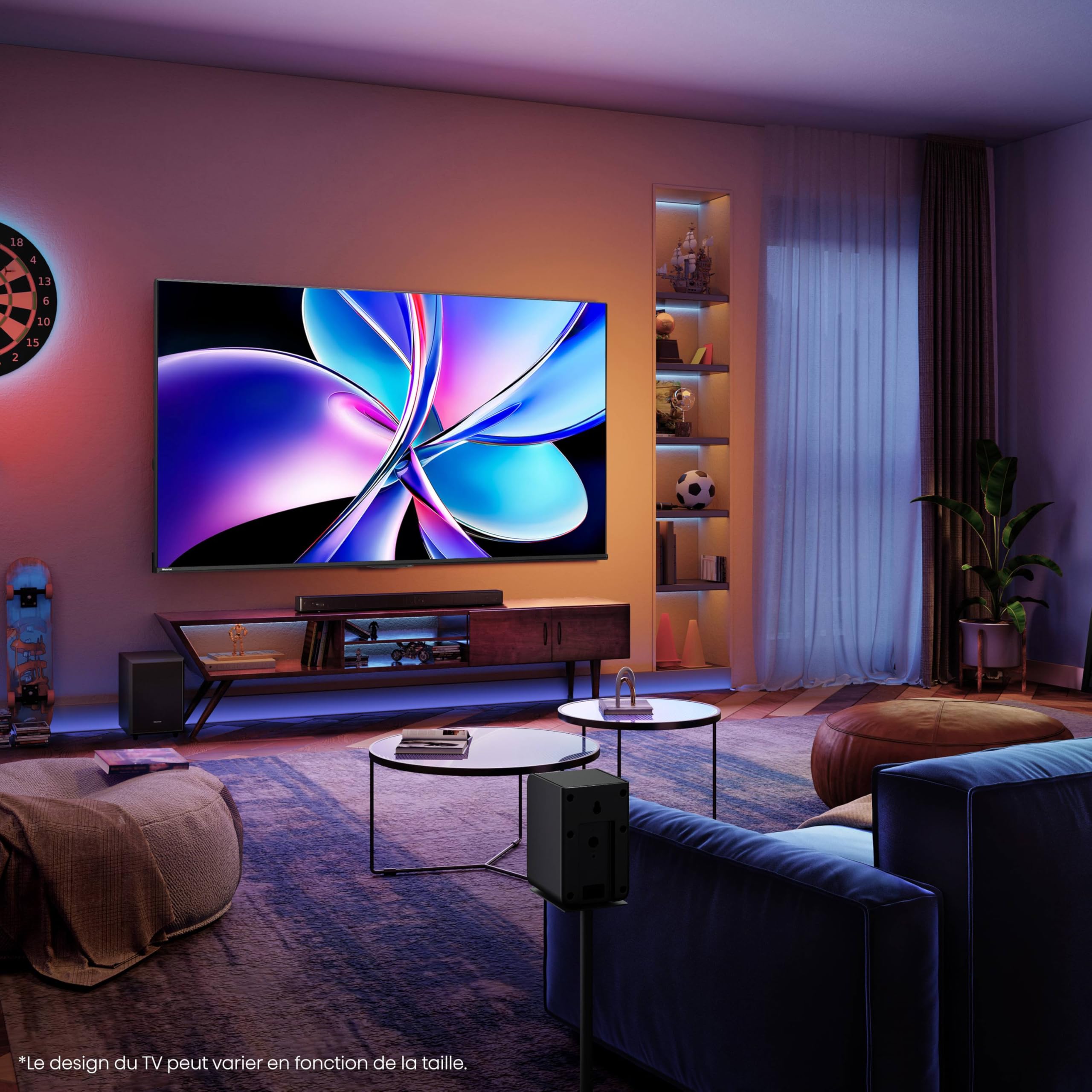Hisense 55E8Q 55 Pouces (139 cm) - Téléviseur 4K Mini-LED QLED, Dalle 144Hz Native, Dolby Vision IQ & Atmos, Mode Jeu Pro, Smart TV Vidaa