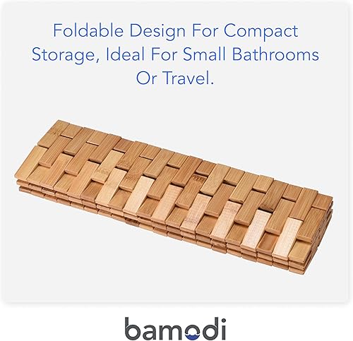 Miniatura 6 de Bamodi Tapete de bambú para baño, tapete de baño de madera, accesorios de madera natural para spa, bañera, cocina, piscina, zona de playa, tapetes