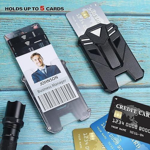 Miniatura 2 de Portatarjetas retráctil, llavero retráctil resistente con mosquetón de aleación de zinc, soporte para tarjetas de identificación táctica, cable de