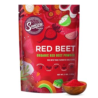 Suncore Foods Red Beet Powder 5oz Beetroot | Gluten Free | Vegan | Natural Red Food Coloring, For Baking, Frosting, Desserts, Smoothies, Beetroot Juice, Non-GMO, Resealable Pouch