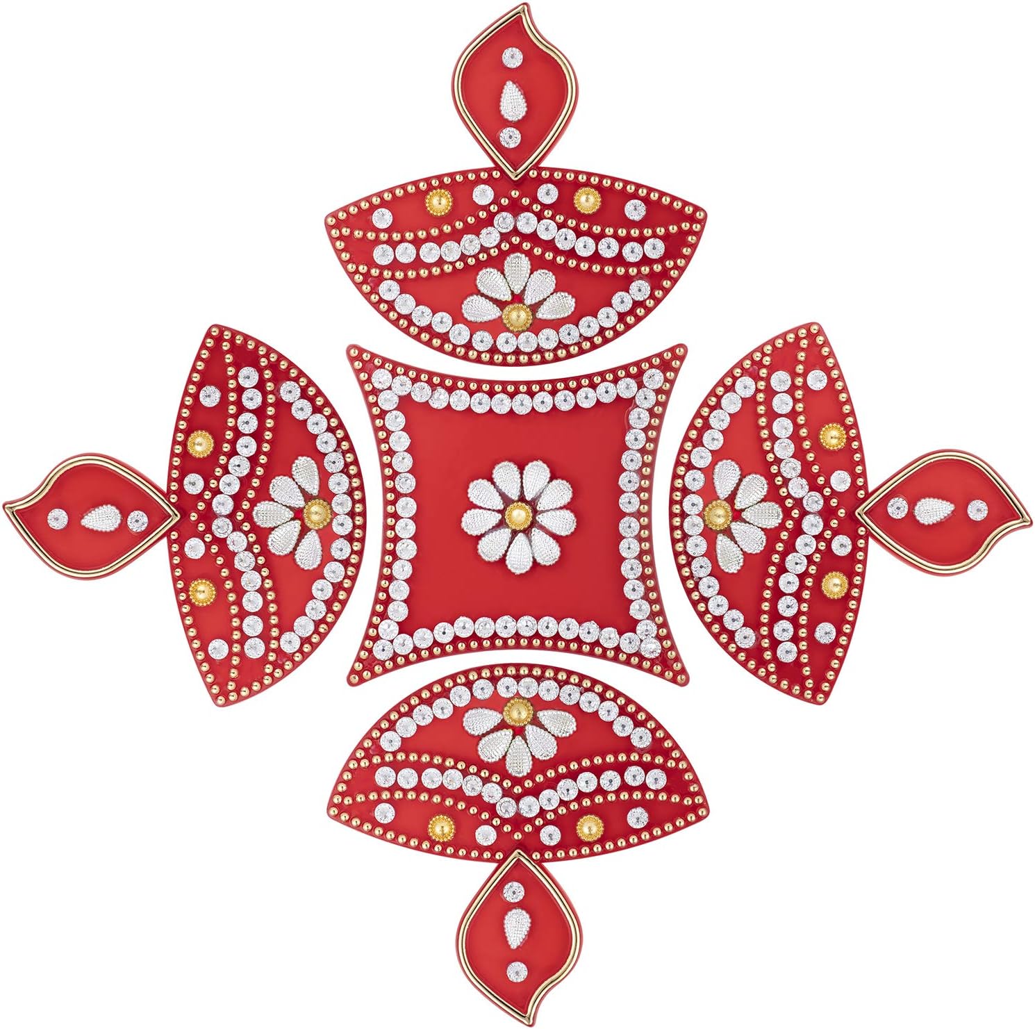 Aheli Elegant Stone Studded Kalash Enamel Designed Diwali Rangoli Floor Decorations Indian Traditional Home Office Party Decor