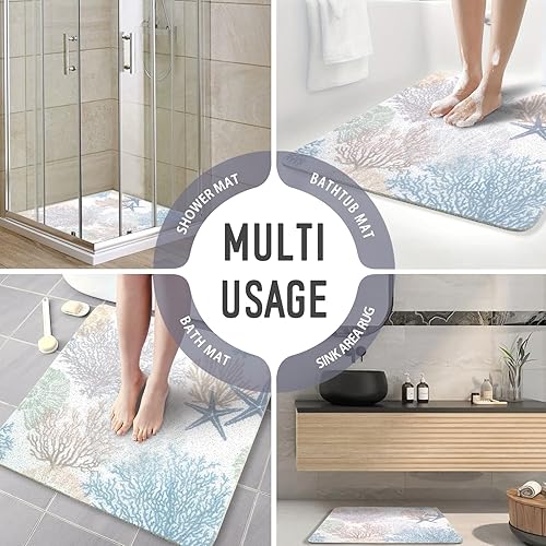 Miniatura 30 de Tapete de ducha cuadrado, 24 x 24 pulgadas, antideslizante, bohemio, tapete de ducha de cloruro de polivinilo de secado rápido para ducha, bañera