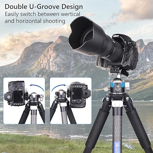 Miniatura 6 de ARTCISE Cabeza de bola de trípode de cámara de perfil bajo, cabeza de bola panorámica de mecanizado CNC de 1.811 in con dos placas de liberación