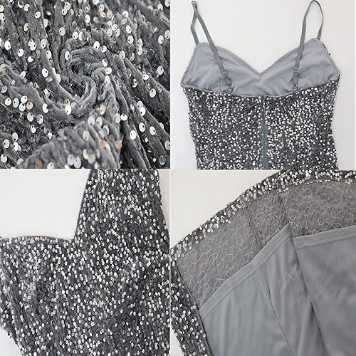 Miniatura 5 de Vestido largo de cóctel de noche sin mangas con hombros descubiertos y abertura para mujer