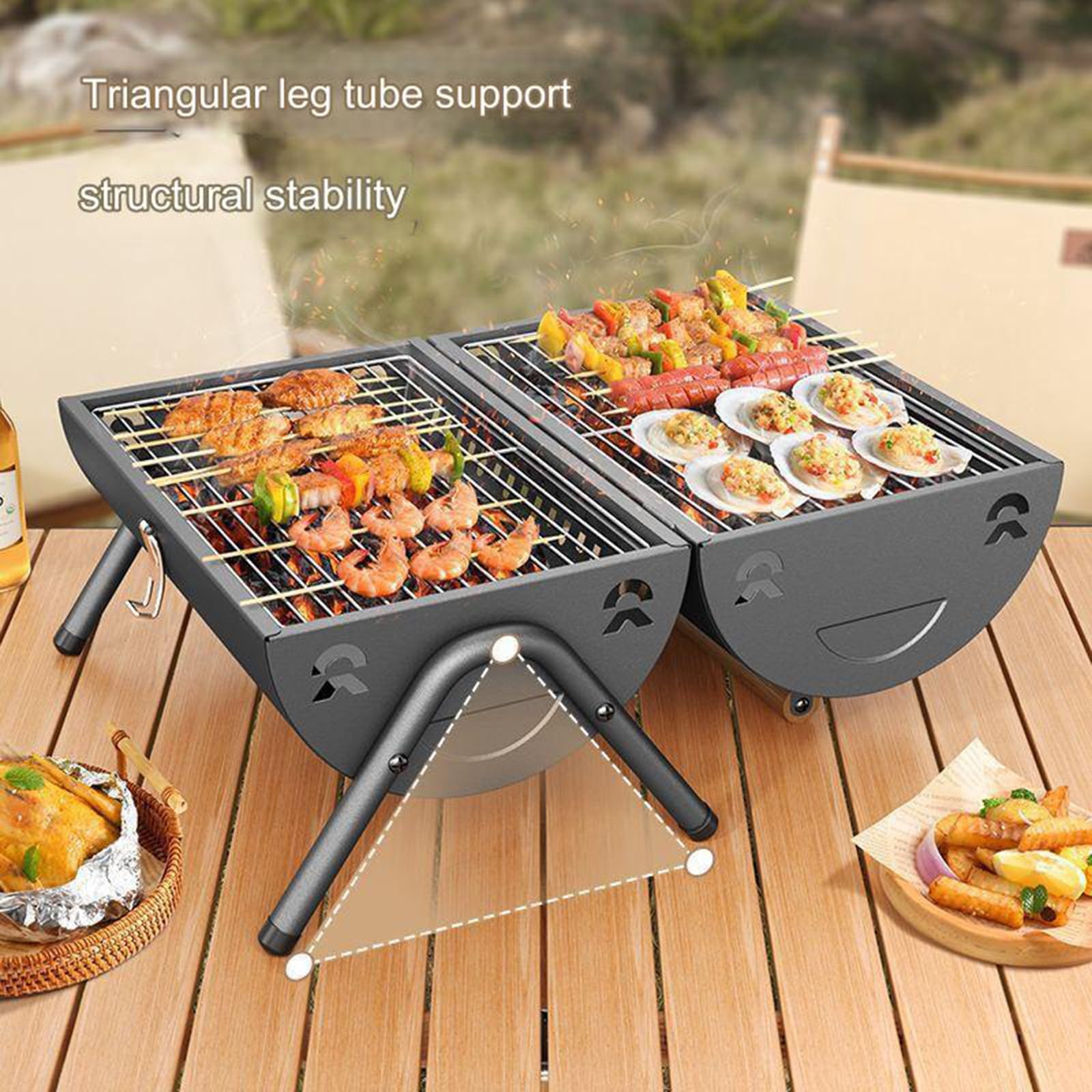 Wielofunkcyjny grill na węgiel drzewny do grilla na świeżym powietrzu kemping - mały przenośny domowy sprzęt do grillowania narzędzia