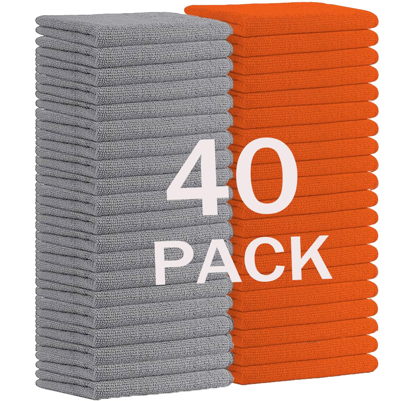 MRDs Home 40 Pack Microfiber Cleaning Cloths 12 x 12 Multi-Purpose Reusable Cleaning Cloth Wipes Rags Lint Free