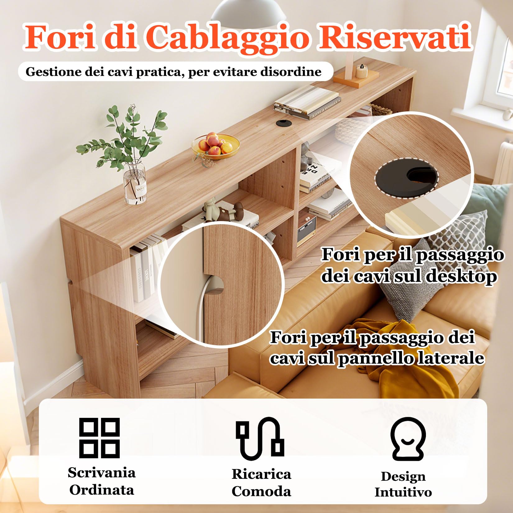 Consolle Sottile,Tavolino Stretto e Lungo per Divano,Tavolo Consolle Ingresso legno,Con spazio di archiviazione,per Soggiorno,Camera da Letto,Corridoio