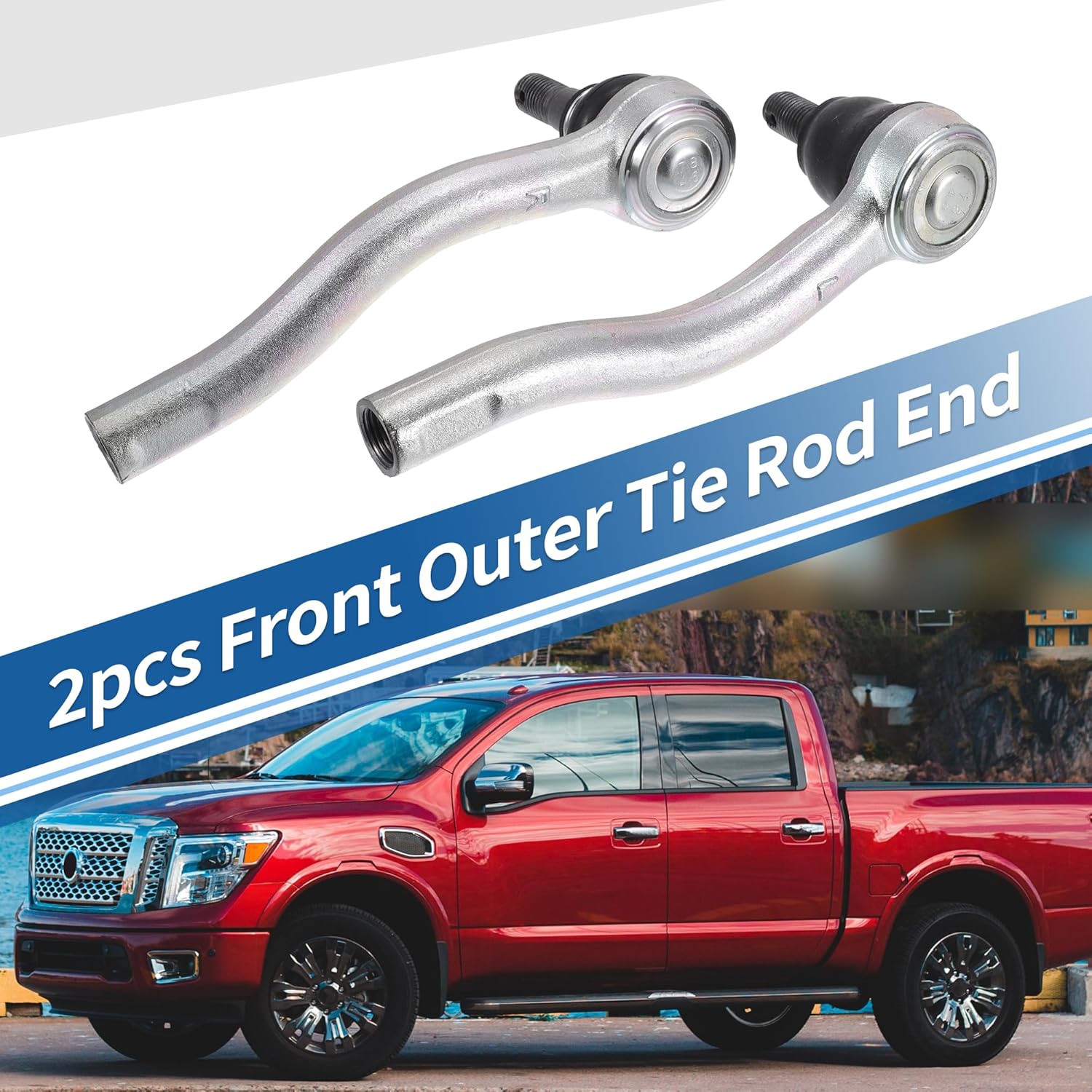 X AUTOHAUX 2pcs Front Outer Tie Rod Ends Kit Suspension Steering Tie Rod End for Nissan Frontier Xterra Pathfinder Drag Link No.48520EA025/48640EA025