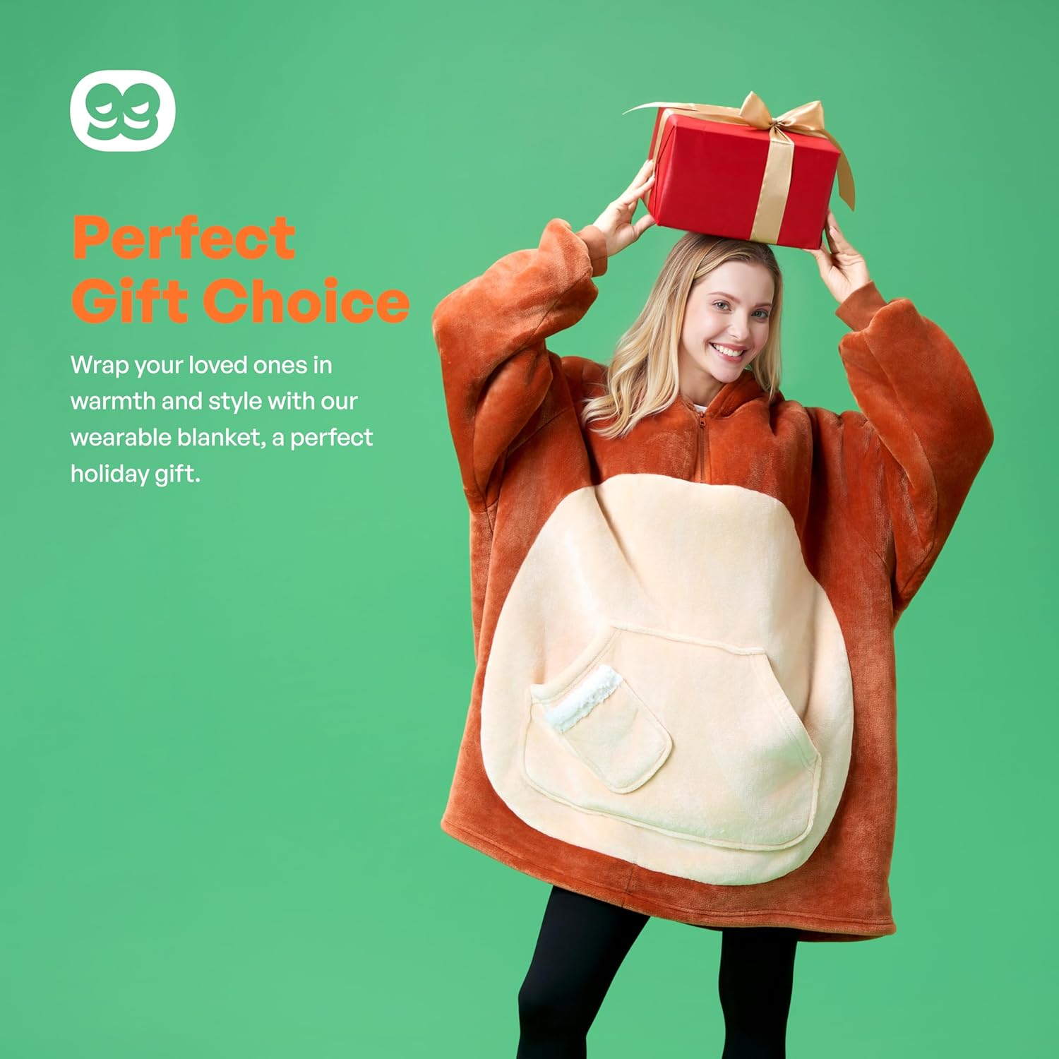 Giggling Getup Wearable Blanket Hoodie for Women Men Sherpa Fleece Hooded Blanket Sweatshirt Warm Cozy Sherpa Wearable Throw Oversized Hoodie with Giant Pocket & Sleeves for Adult Christmas Reindeer - Image 7