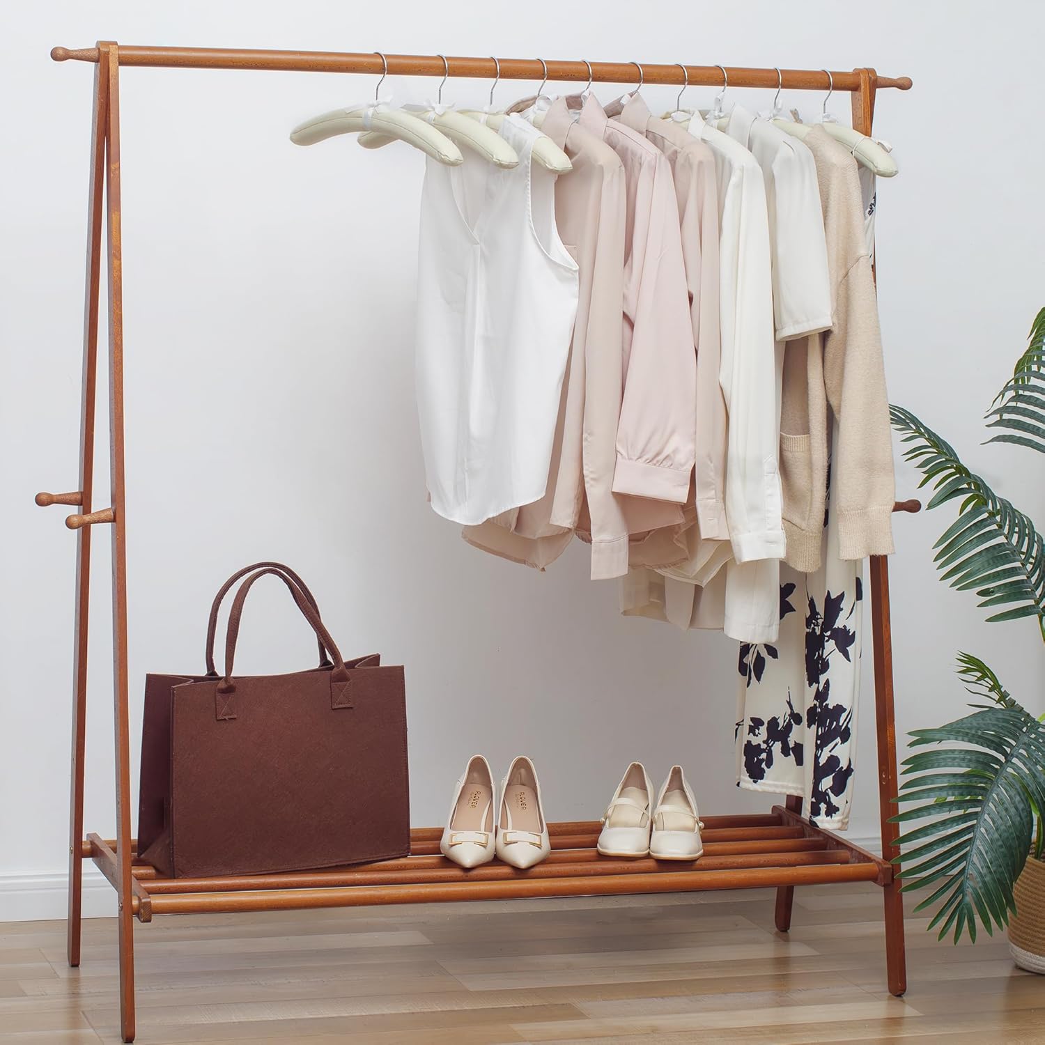 JS HANGER Padded Hangers - 17 Inch Extra Large Heavy Duty Cotton Covered Coat Hangers No Shoulder Bump for Women Clothes, Sweaters, Dresses, Clothing, Weddings, Lingerie Pack of 10, Beige