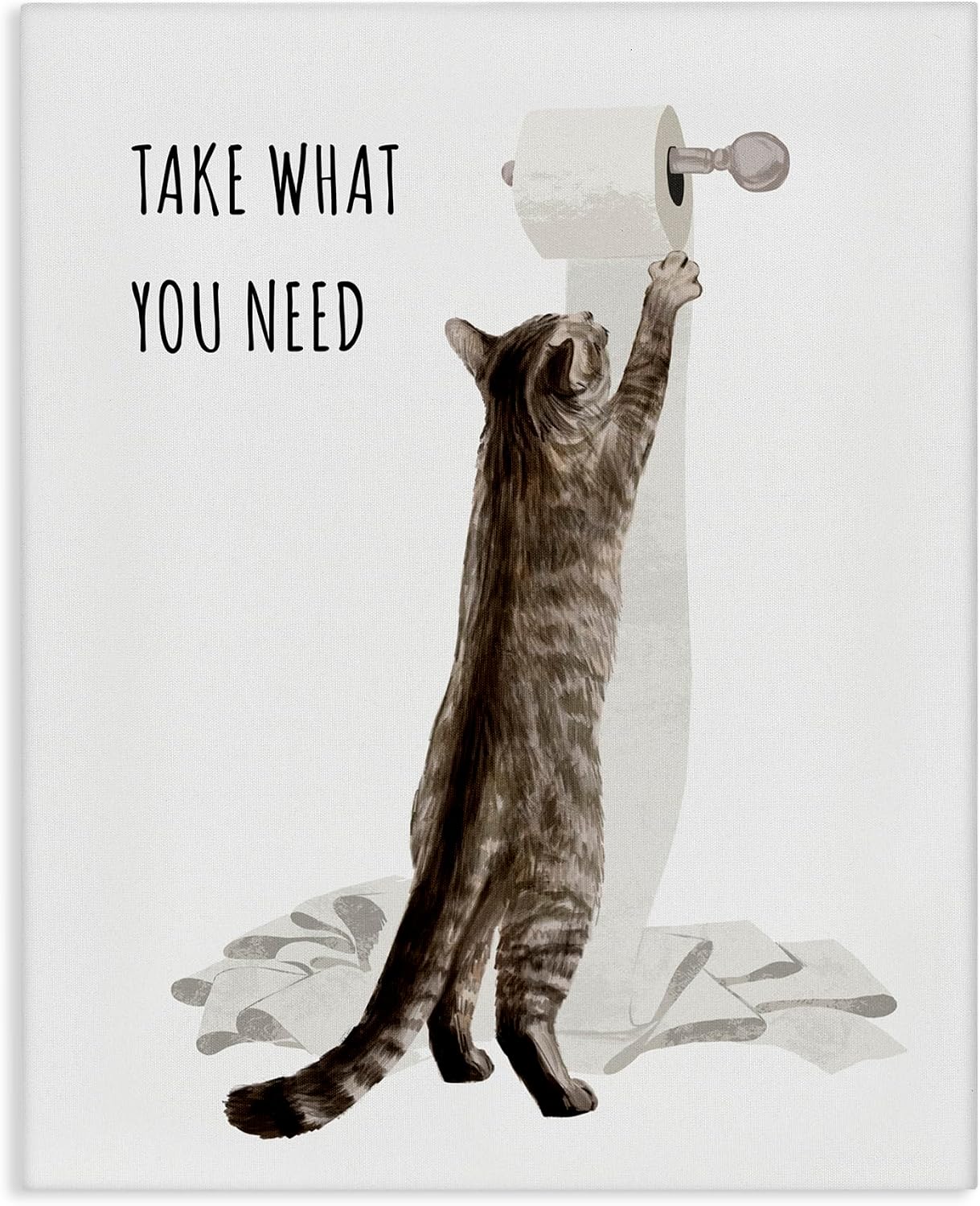 Stupell Industries Funny Cat Bathroom Comic, 16 x 20 Inch Canvas Wall Art