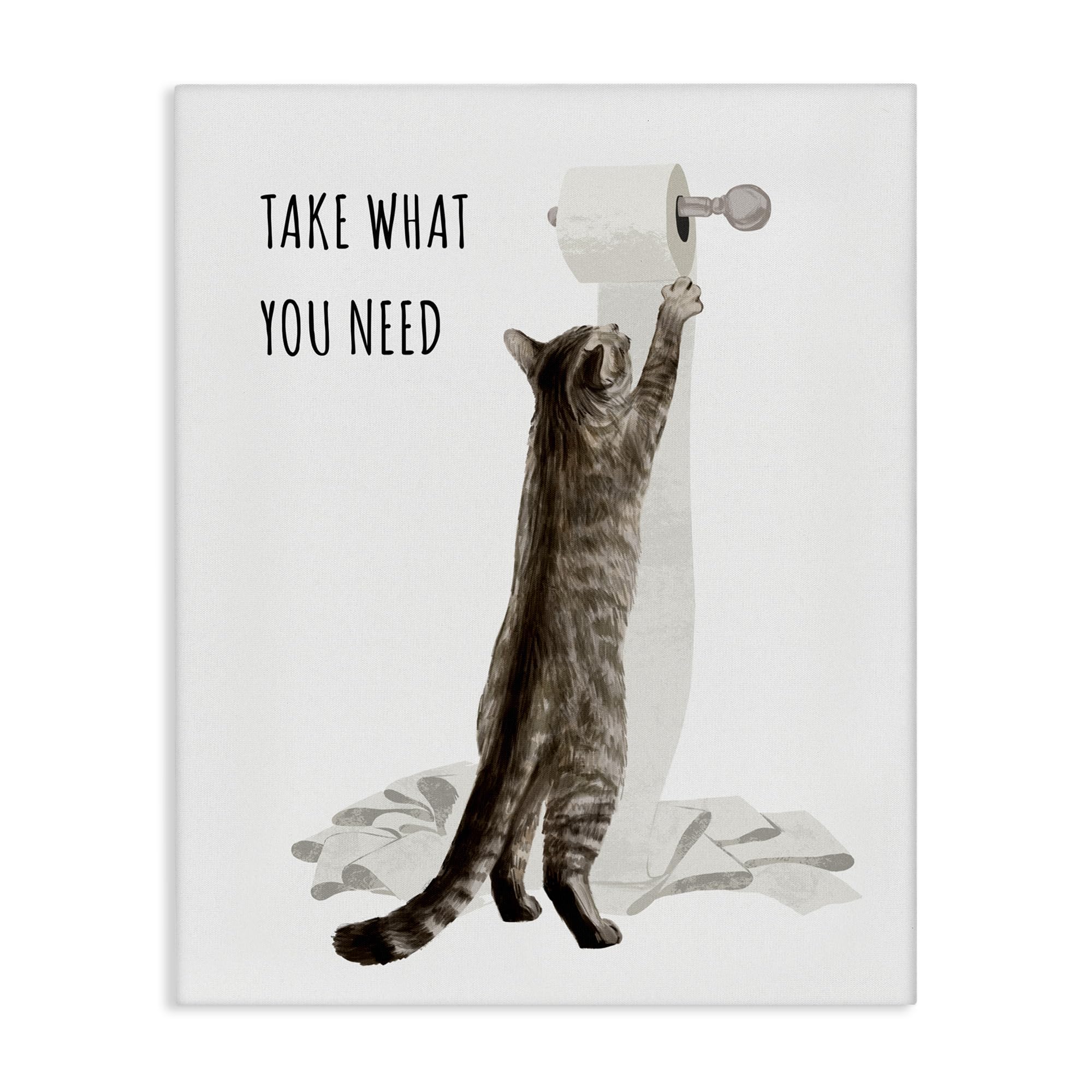Stupell Industries Funny Cat Bathroom Comic, 36 x 48 Inch Canvas Wall Art