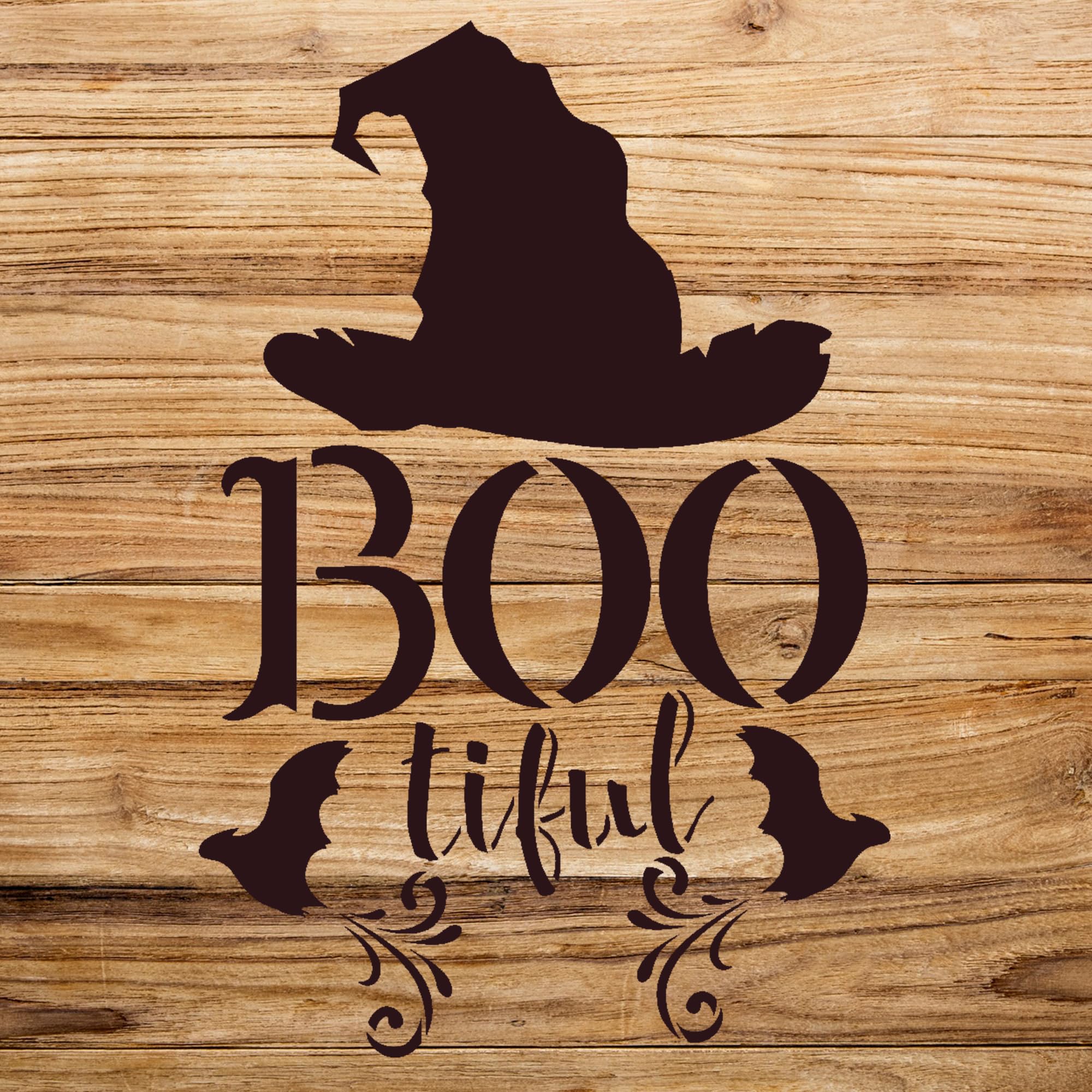 Witch hat and Bats Stencil Pattern for DIY Fall and Halloween Crafts, Reusable Template for Home Decor and Wood Sign Painting - Size A1 (22.1