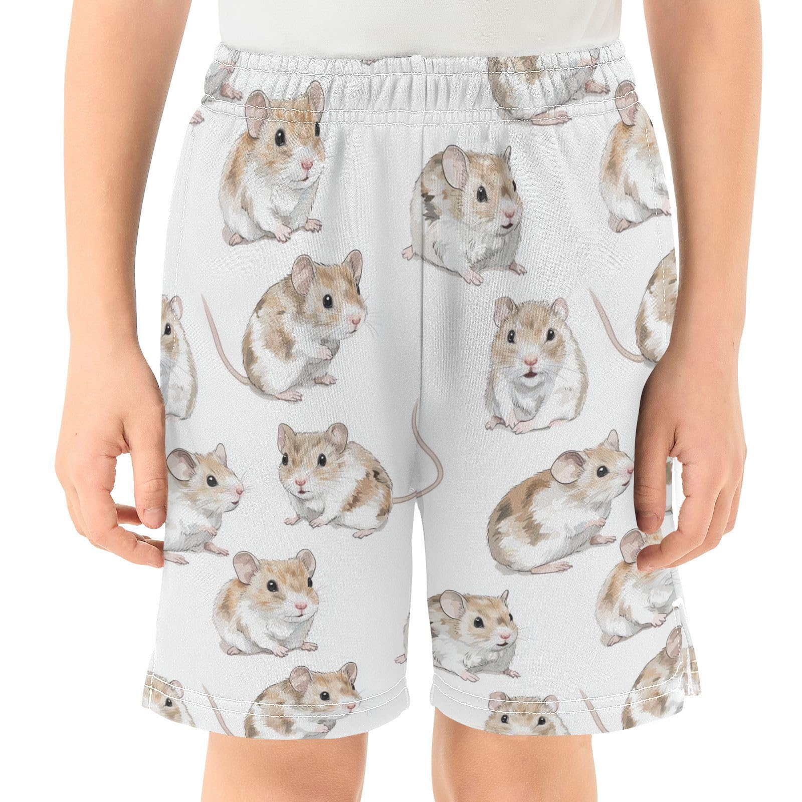 Boys Athletic Shorts Boys with Pockets Running Short Pants M Beauty Hamster Animal