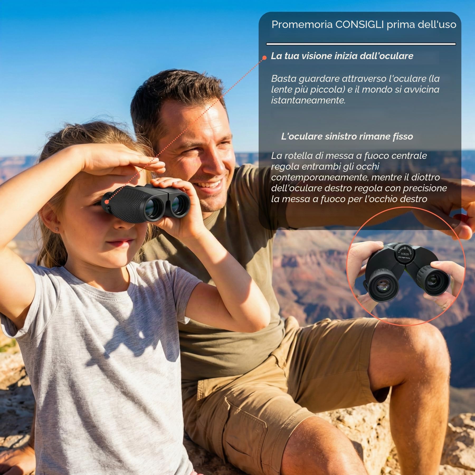 Hontry Binocolo per Adulti e Bambini, Compatto Binocolo 10x25 per Birdwatching, Teatro e Concerti, Caccia e Giochi Sportivi
