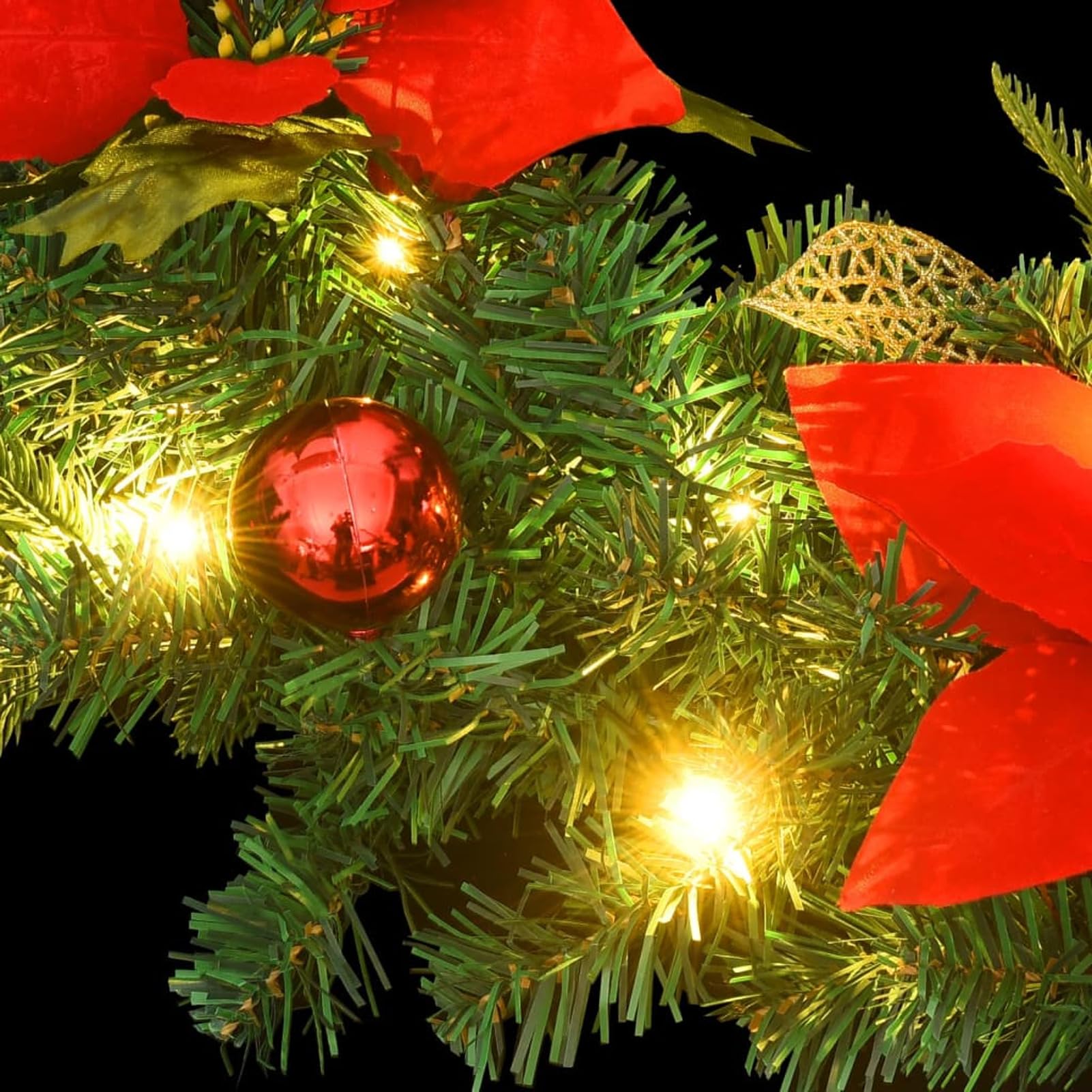 Weihnachtskranz mit Grün 60 cm PVC, CIADAZ Weihnachtsdeko, Türkranz Weihnachten, Adventskranz Modern, Christmas Decor, Türkranz Weihnachten Außen, Türkranz Winter 321517